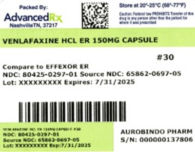 label 1 - Venlafaxine HCL ER 150mg 80425 0297 01